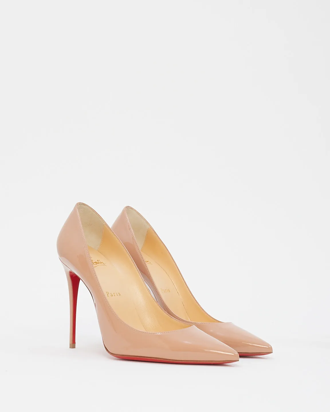 Christian Louboutin Beige Patent Leather Kate 100mm Pumps - 38
