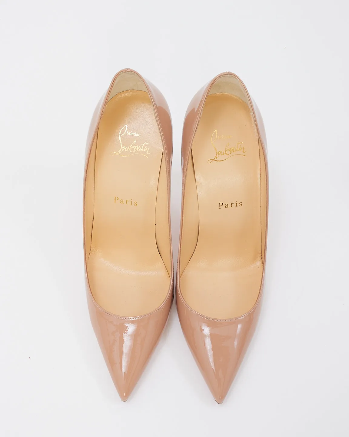 Christian Louboutin Beige Patent Leather Kate 100mm Pumps - 38
