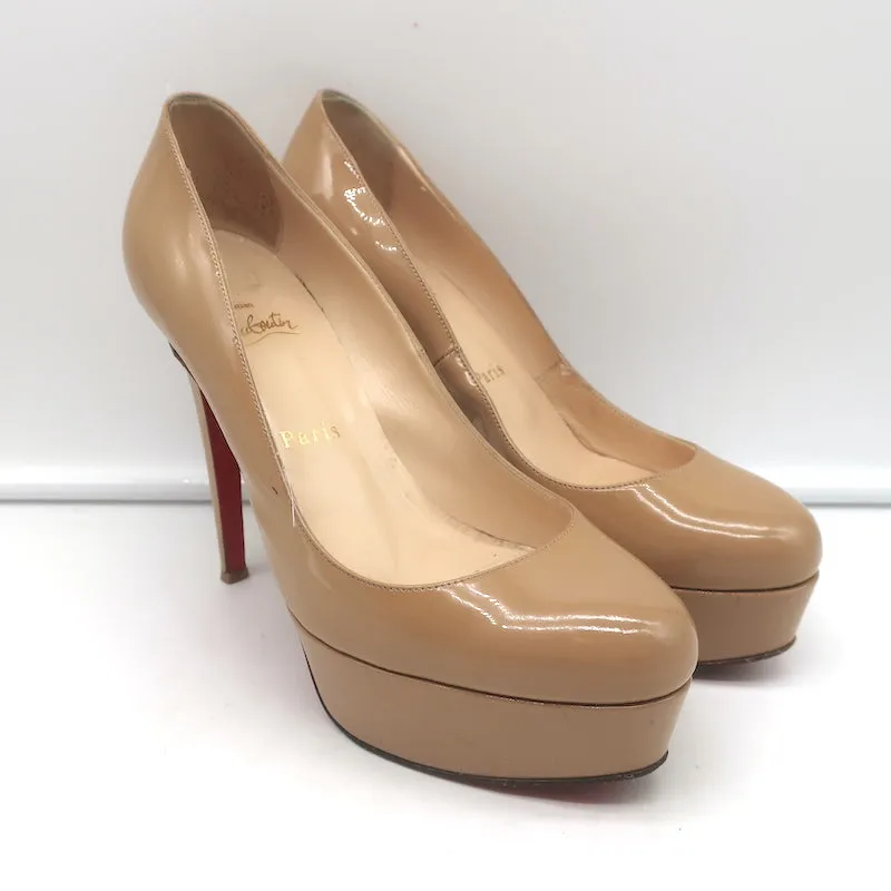 Christian Louboutin Bianca 120 Platform Pumps Nude Patent Leather Size 38.5