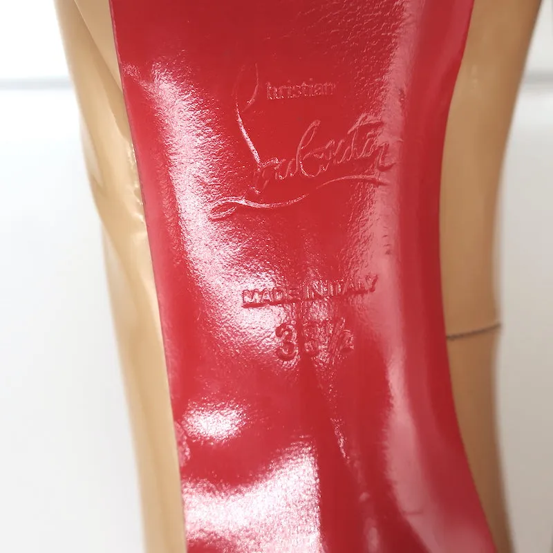 Christian Louboutin Bianca 120 Platform Pumps Nude Patent Leather Size 38.5
