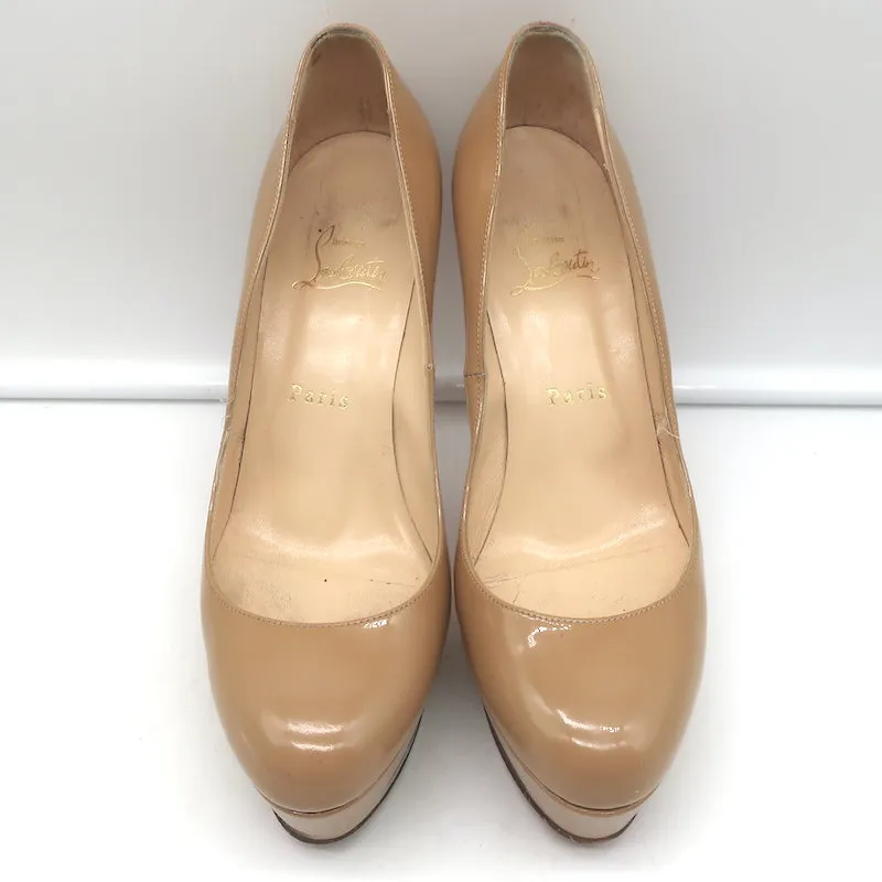 Christian Louboutin Bianca 120 Platform Pumps Nude Patent Leather Size 38.5