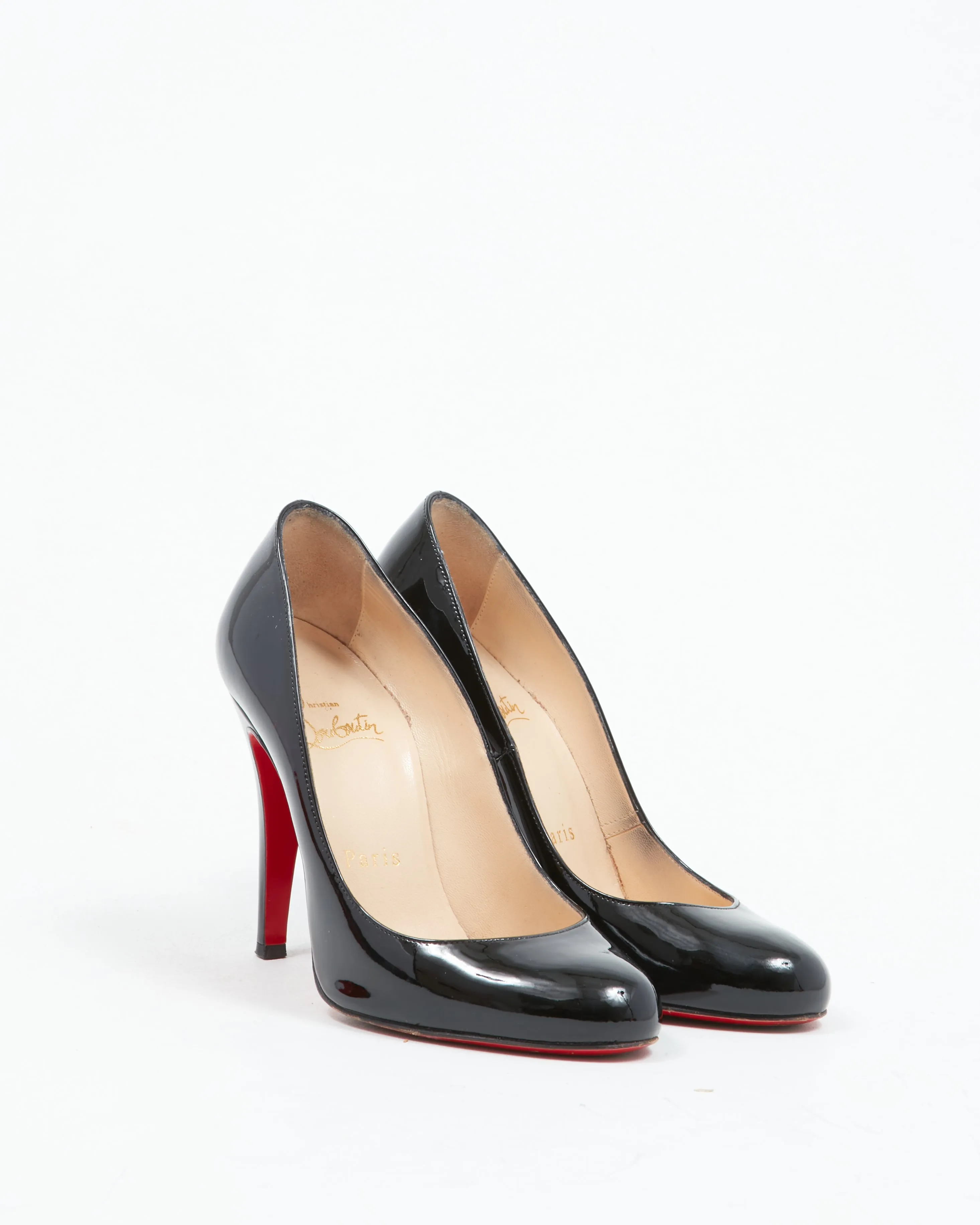 Christian Louboutin Black Patent Fifille 100mm Pumps - 35