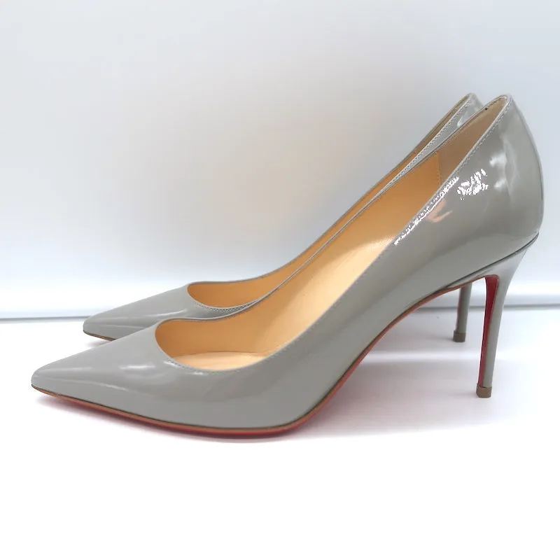 Christian Louboutin Decollete 554 85 Pumps Gray Patent Leather Size 36.5 NEW