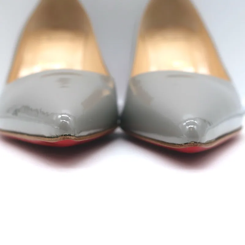 Christian Louboutin Decollete 554 85 Pumps Gray Patent Leather Size 36.5 NEW
