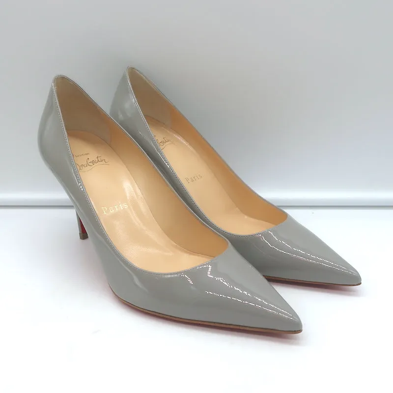 Christian Louboutin Decollete 554 85 Pumps Gray Patent Leather Size 36.5 NEW