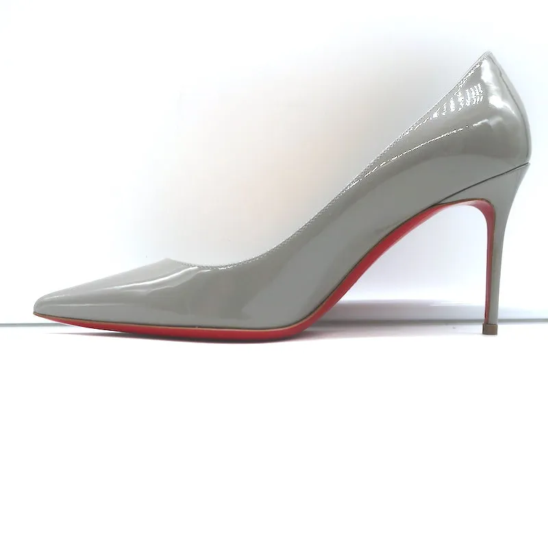 Christian Louboutin Decollete 554 85 Pumps Gray Patent Leather Size 36.5 NEW