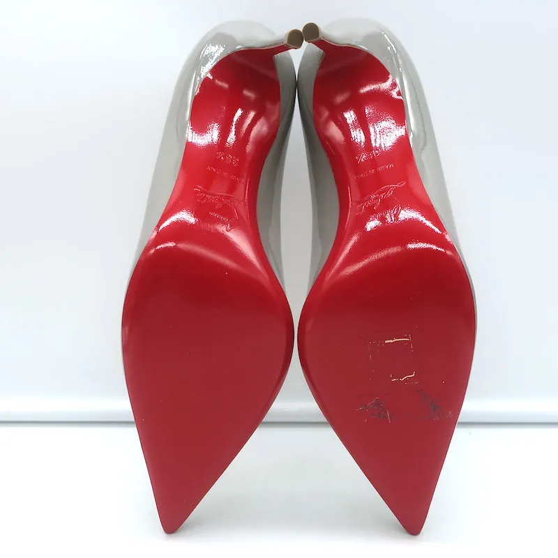 Christian Louboutin Decollete 554 85 Pumps Gray Patent Leather Size 36.5 NEW