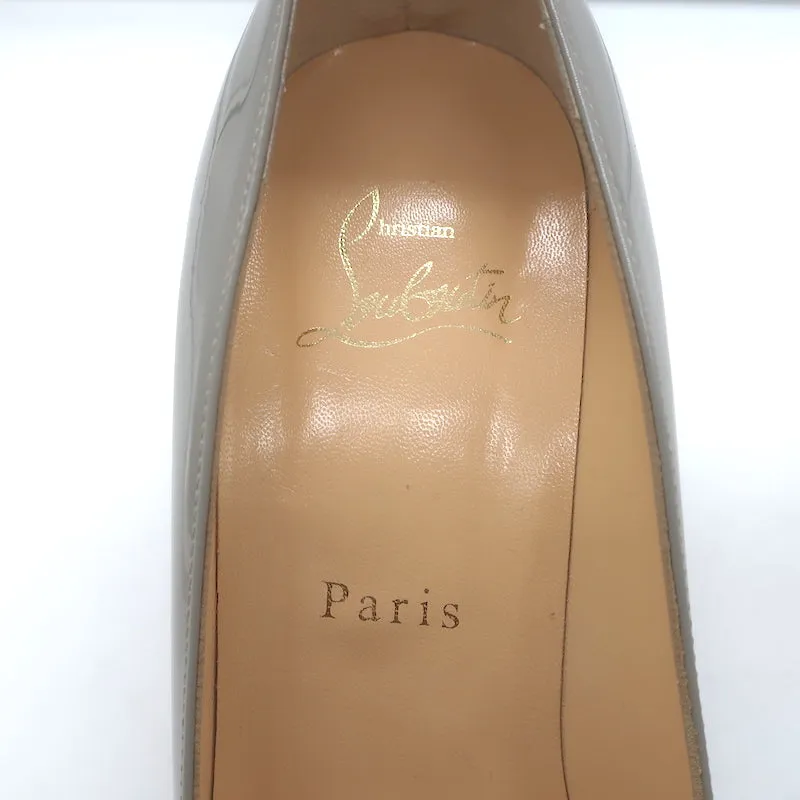 Christian Louboutin Decollete 554 85 Pumps Gray Patent Leather Size 36.5 NEW