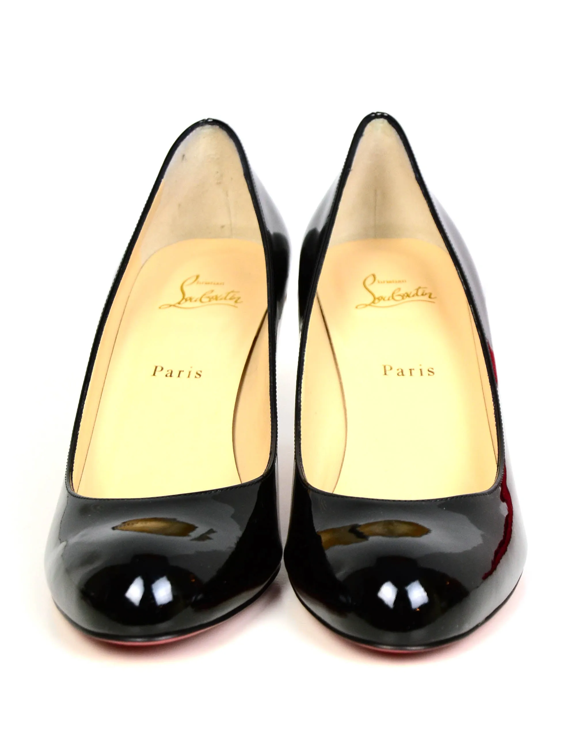 Christian Louboutin NEW Black Patent Leather Simple 70 Pumps sz 42