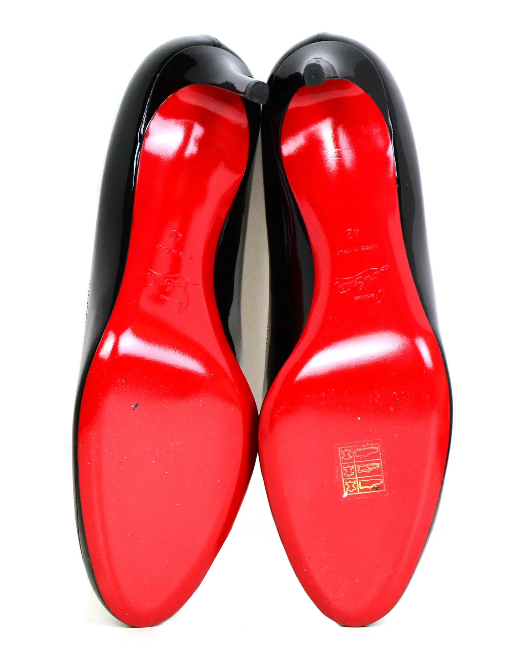 Christian Louboutin NEW Black Patent Leather Simple 70 Pumps sz 42