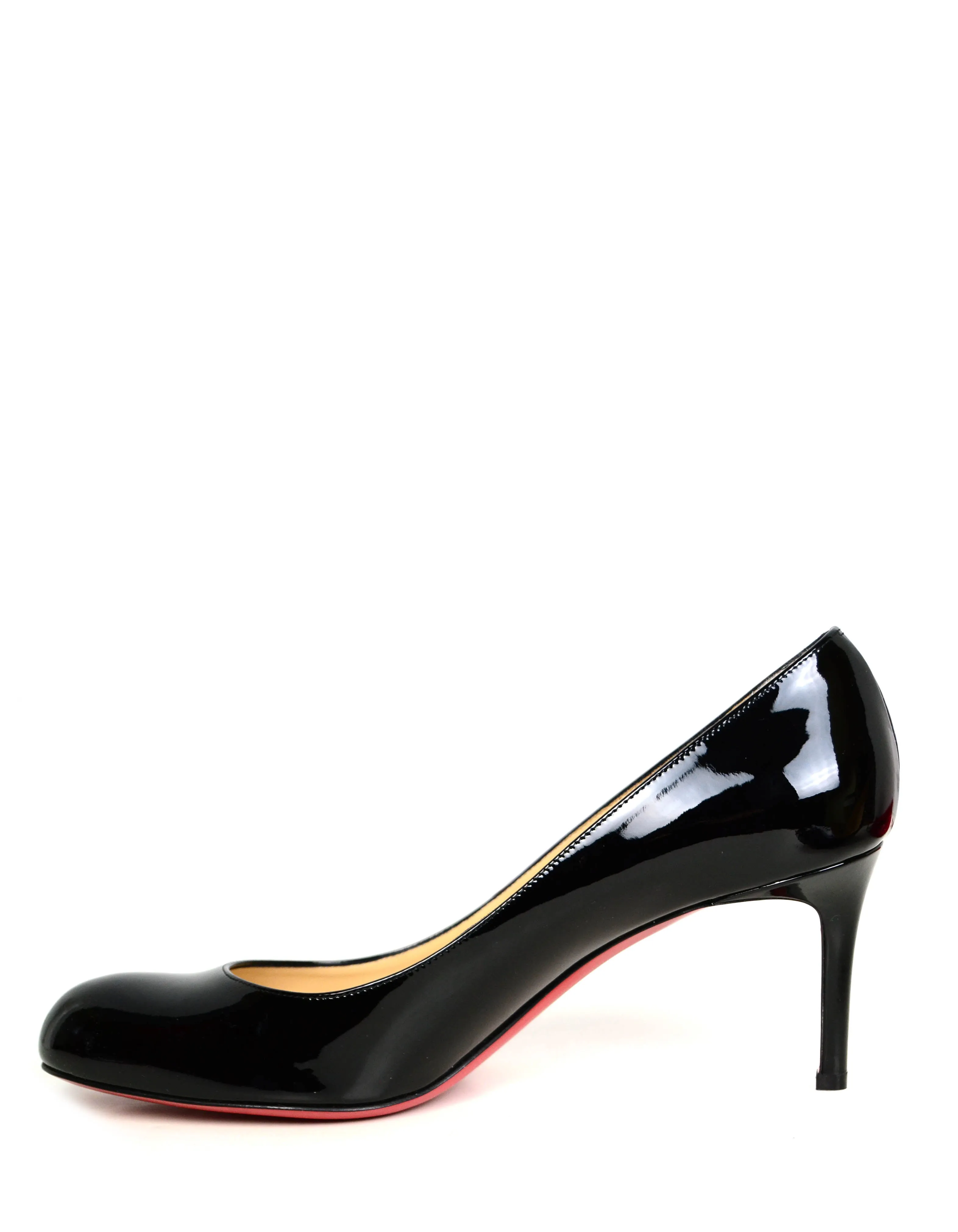 Christian Louboutin NEW Black Patent Leather Simple 70 Pumps sz 42