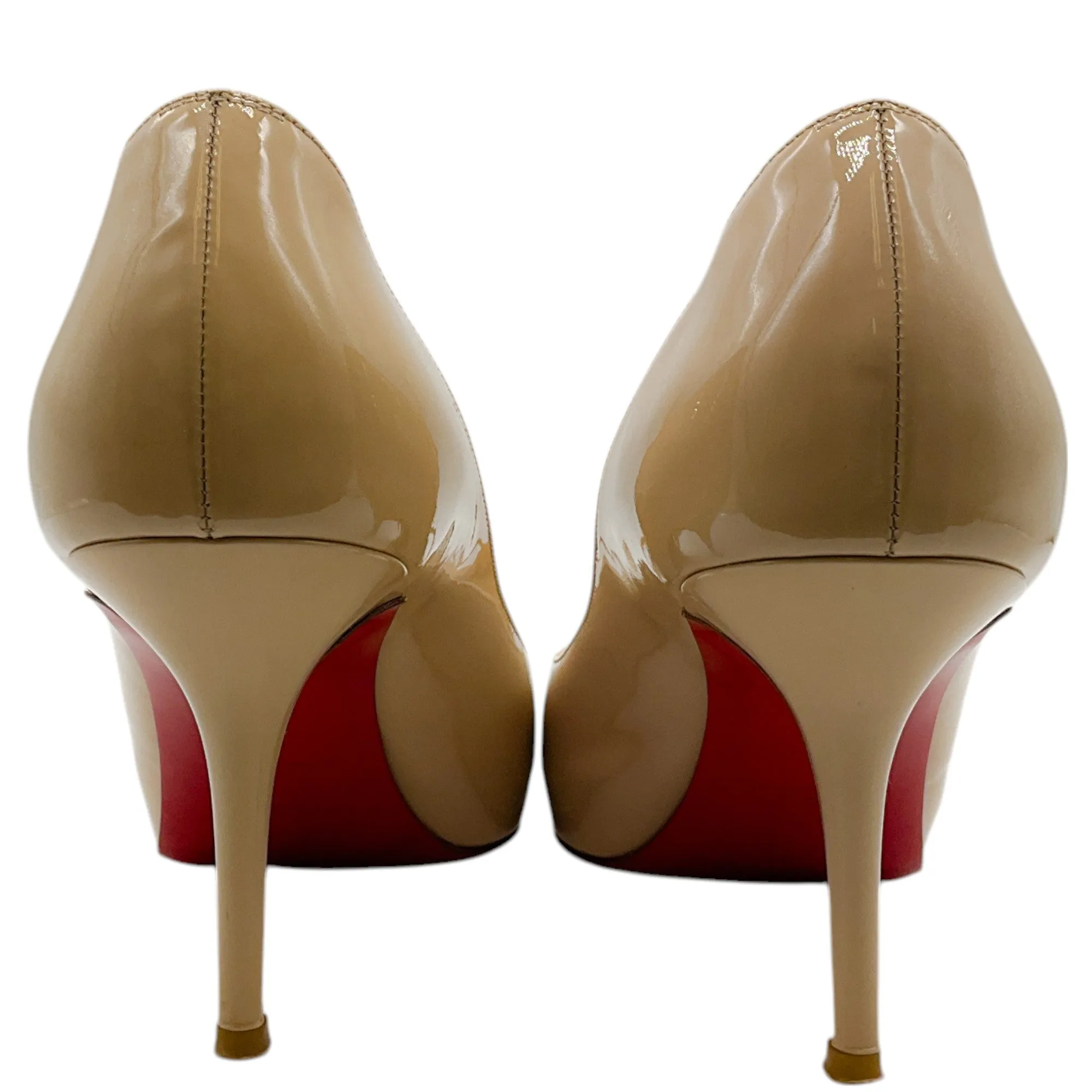 Christian Louboutin Nude Patent Leather Very Prive Peeptoe Pumps