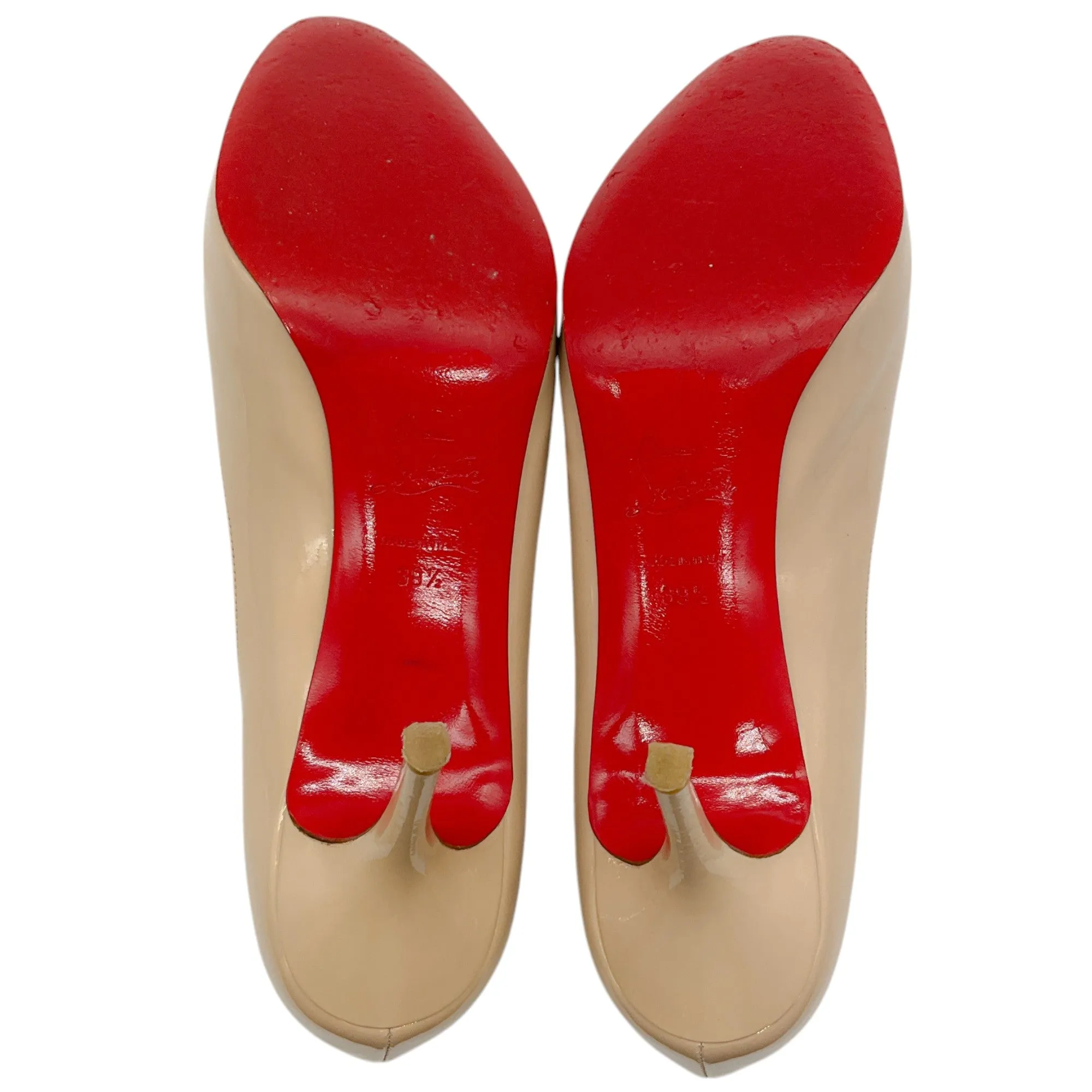 Christian Louboutin Nude Patent Leather Very Prive Peeptoe Pumps