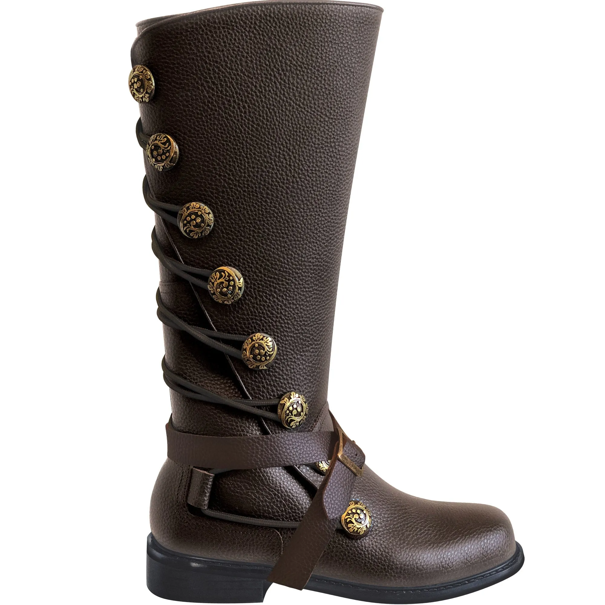 *CLOSING SALE* Men’s Brown Leather Renaissance Boots with Removable Buckled Straps