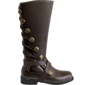 *CLOSING SALE* Men’s Brown Leather Renaissance Boots with Removable Buckled Straps