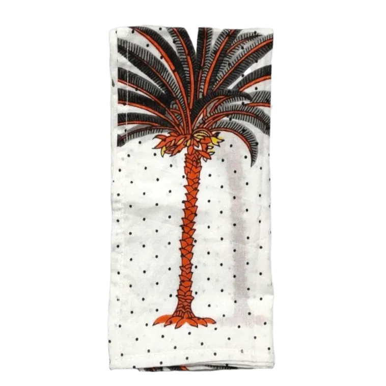 Coconut Tree Hand Block Printed Cotton Napkins