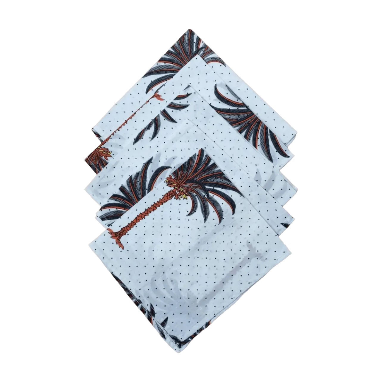 Coconut Tree Hand Block Printed Cotton Napkins