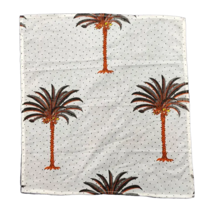Coconut Tree Hand Block Printed Cotton Napkins