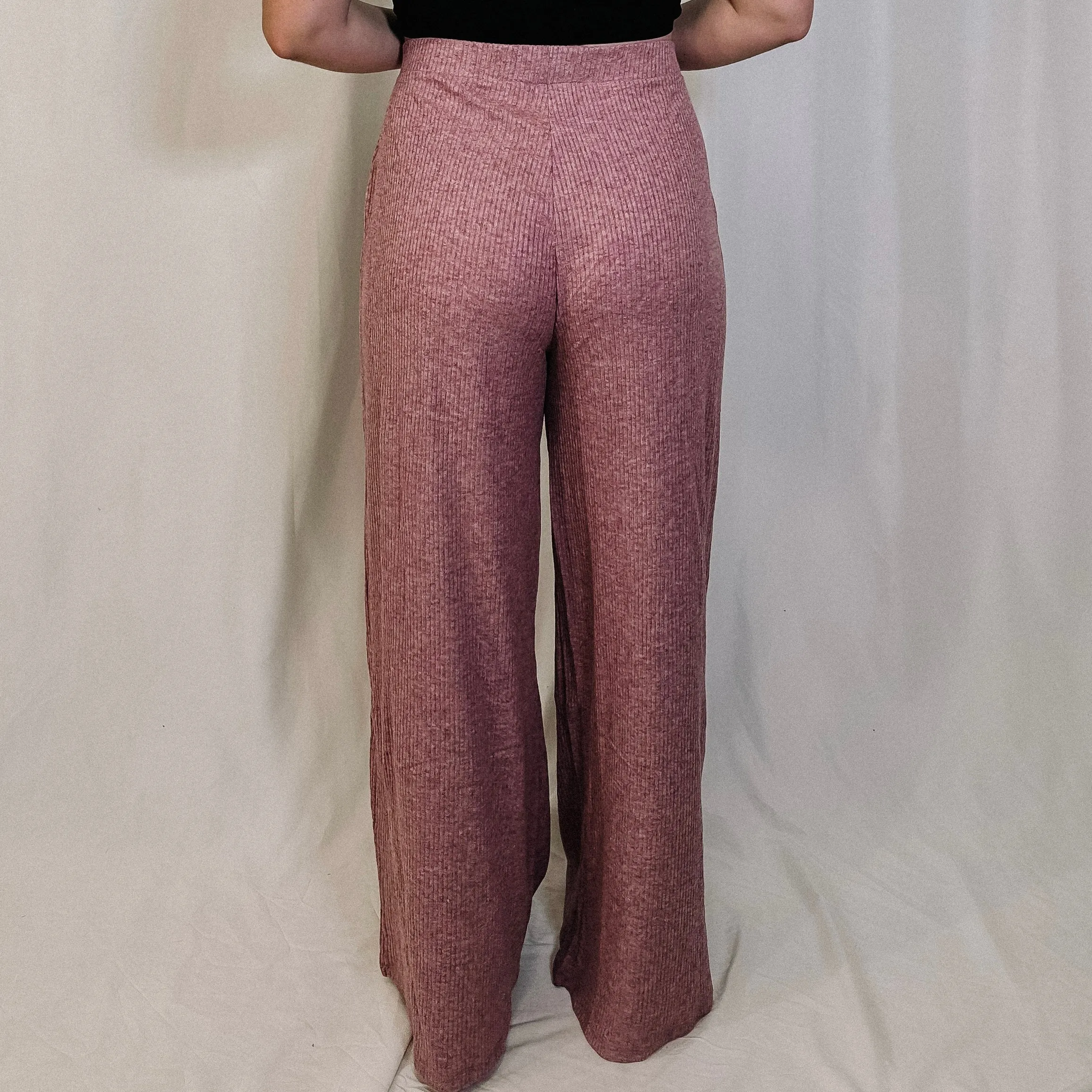 Coffee & Chill Ribbed Pants - Dark Mauve - LAST ONE