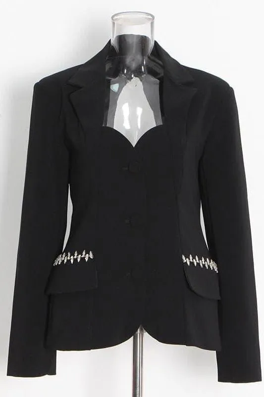 college style open-back suit jacket