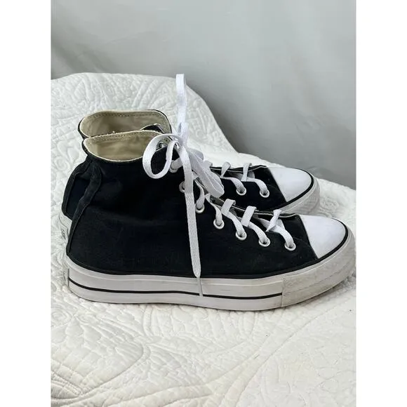 Converse women’s Size 10 Black/White High Top Lace Up Athletic Basketball Shoes