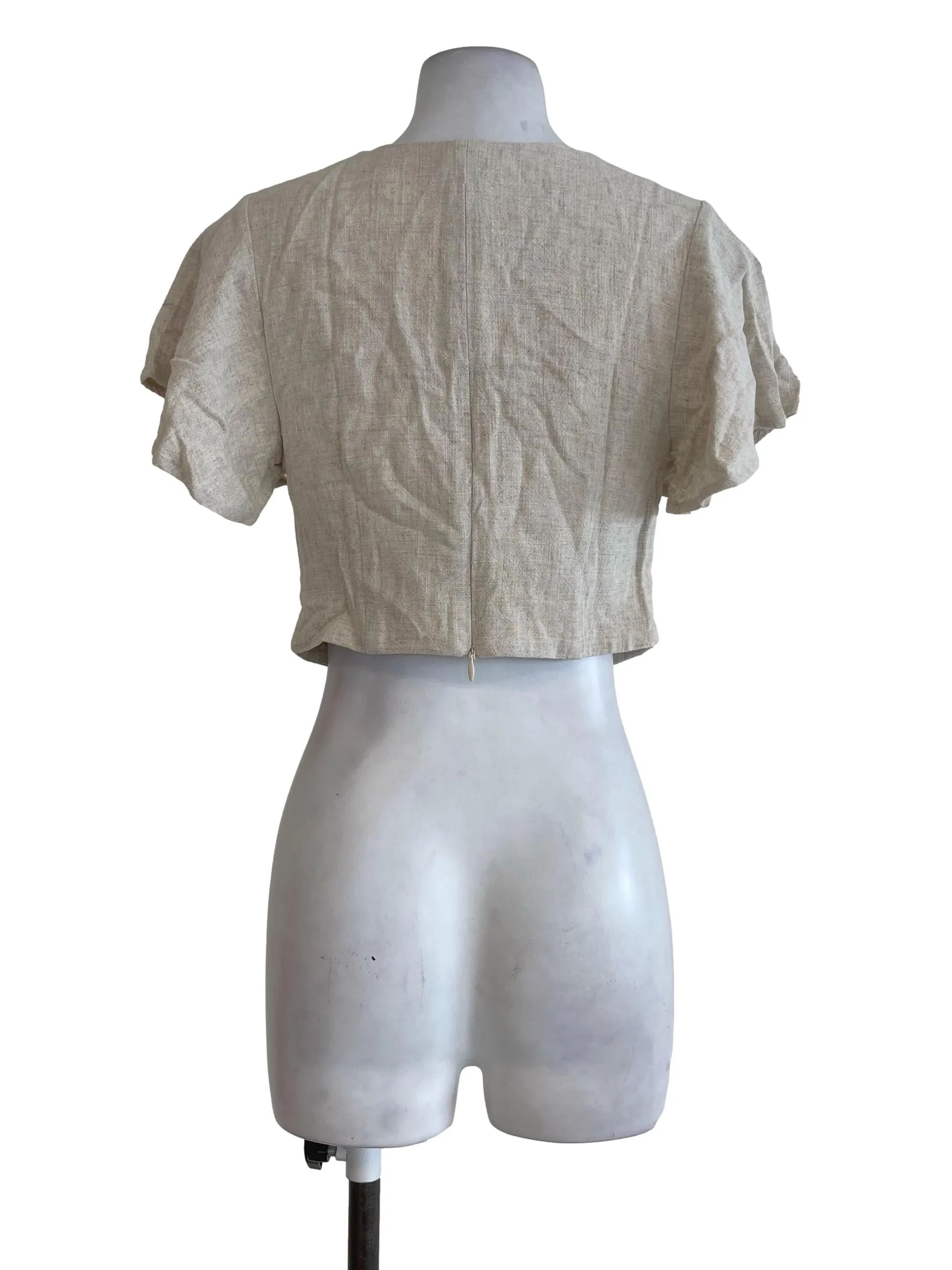 Cream Casual Crop Top