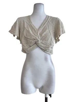 Cream Casual Crop Top