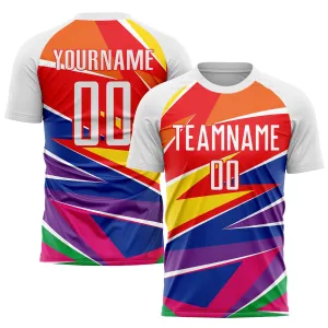 Custom Figure White-Red Sublimation Soccer Uniform Jersey