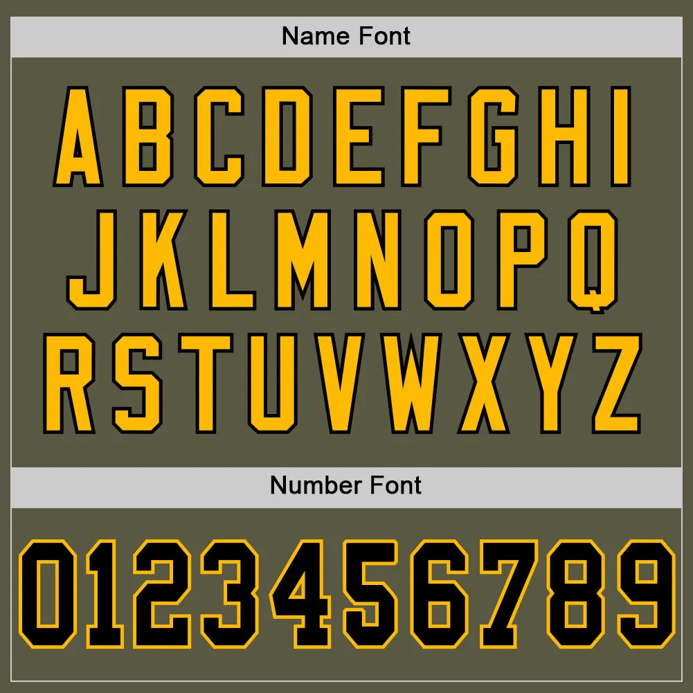 Custom Olive Black-Gold Mesh Authentic Throwback Salute To Service Football Jersey