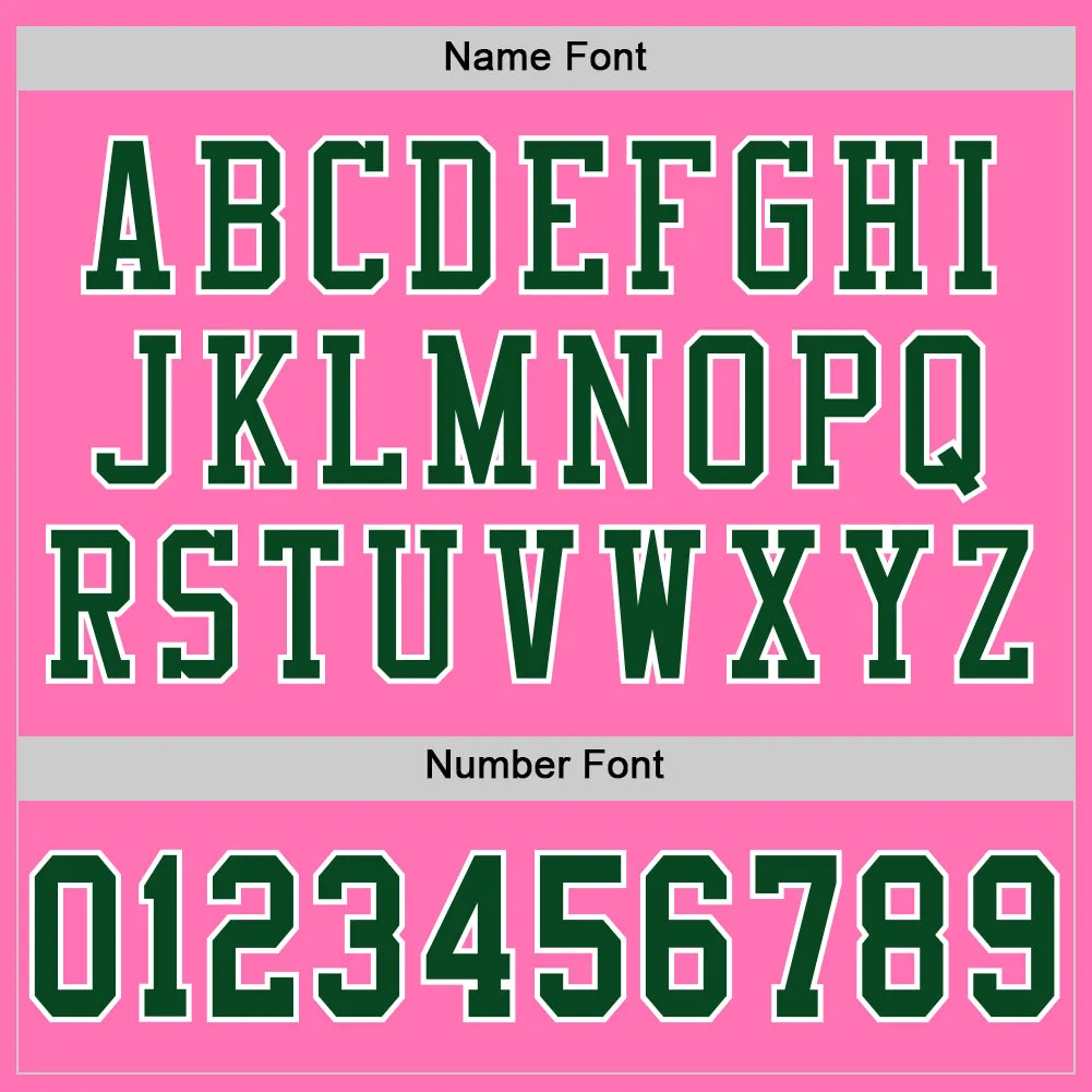 Custom Pink Green-White Mesh Authentic Football Jersey