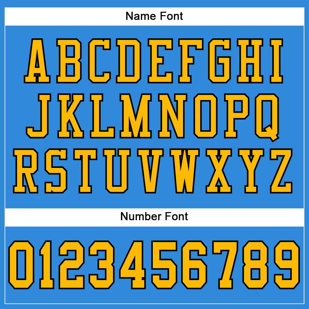 Custom Powder Blue Gold-Black Mesh Authentic Football Jersey
