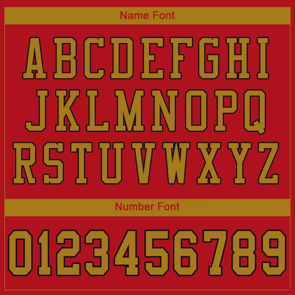 Custom Red Old Gold-Black Mesh Authentic Football Jersey