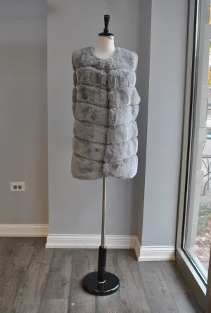 DARK GREY FAUX FUR VEST