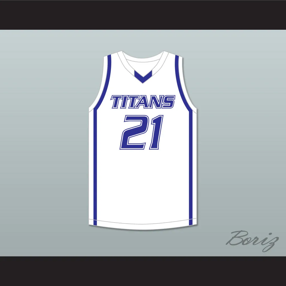 Derrick White 21 Legend High School Titans White Basketball Jersey 1