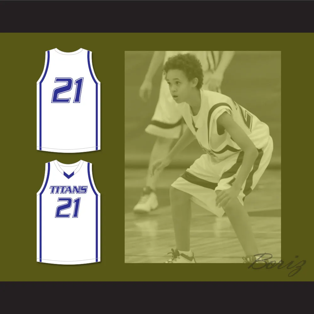 Derrick White 21 Legend High School Titans White Basketball Jersey 1
