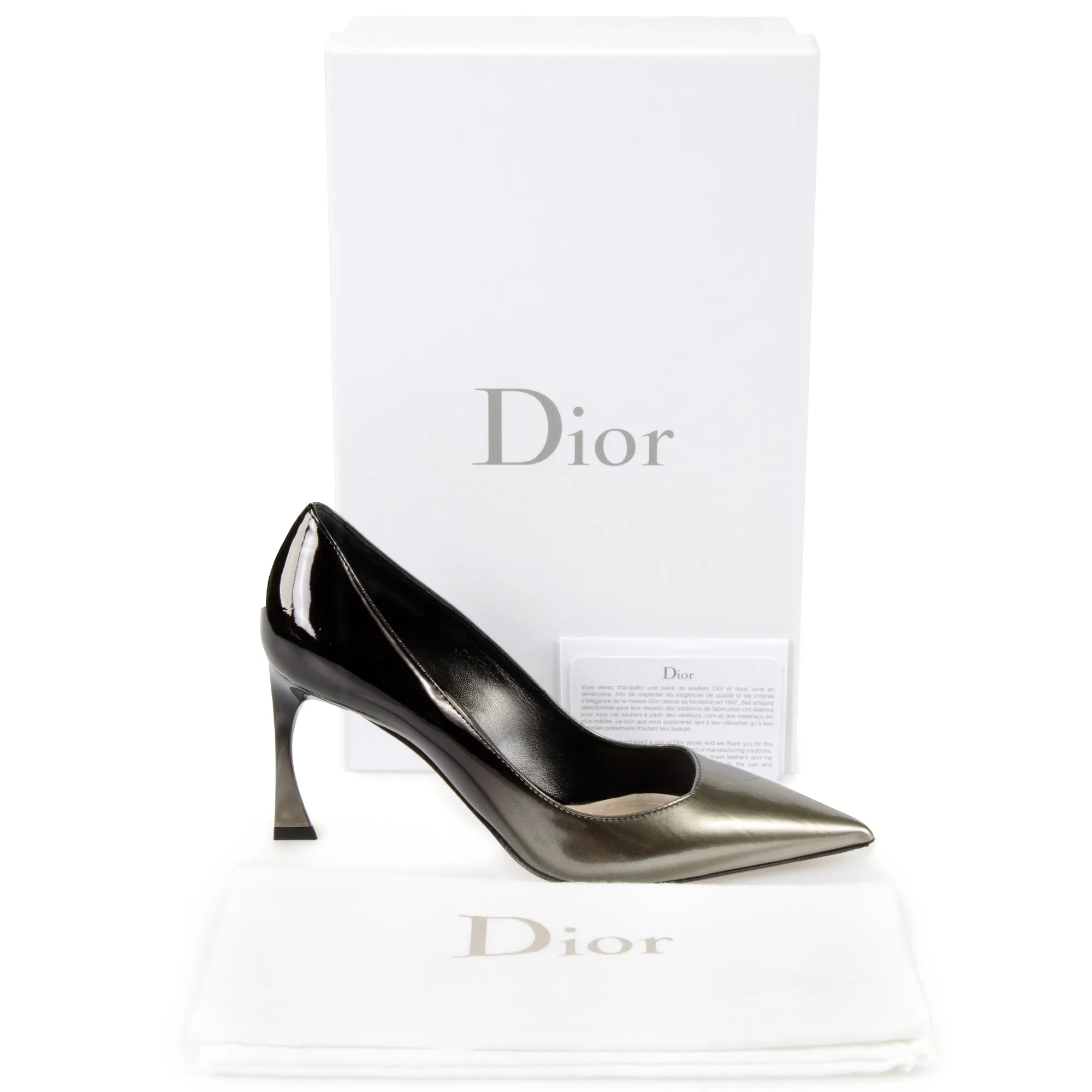 Dior Graded Patent Calfskin Pump | 8cm Heel | Grey and Black