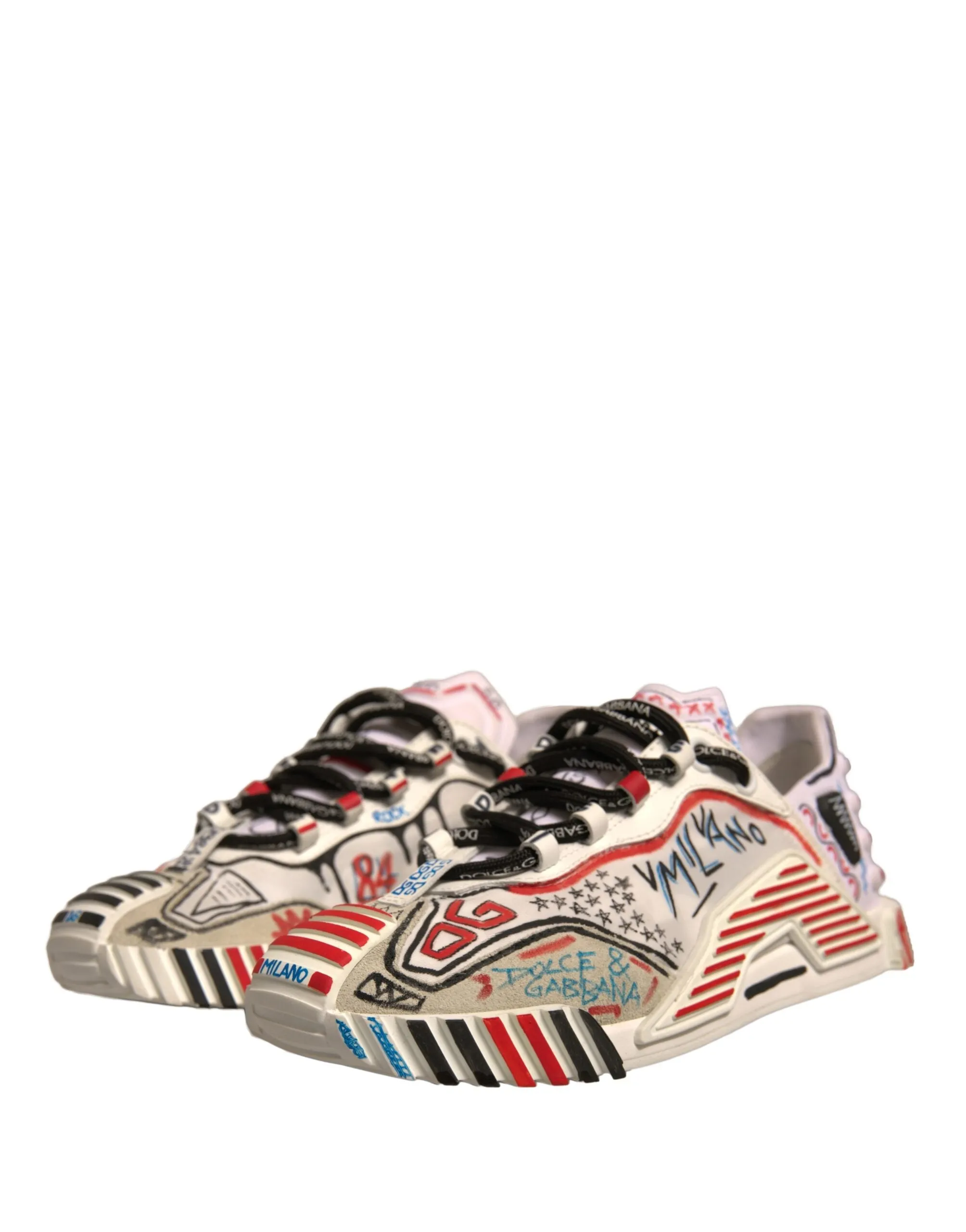 Dolce&Gabbana NS1 Women Multicolor Sneakers Suede Printed Trainer Shoes Sz EU 37
