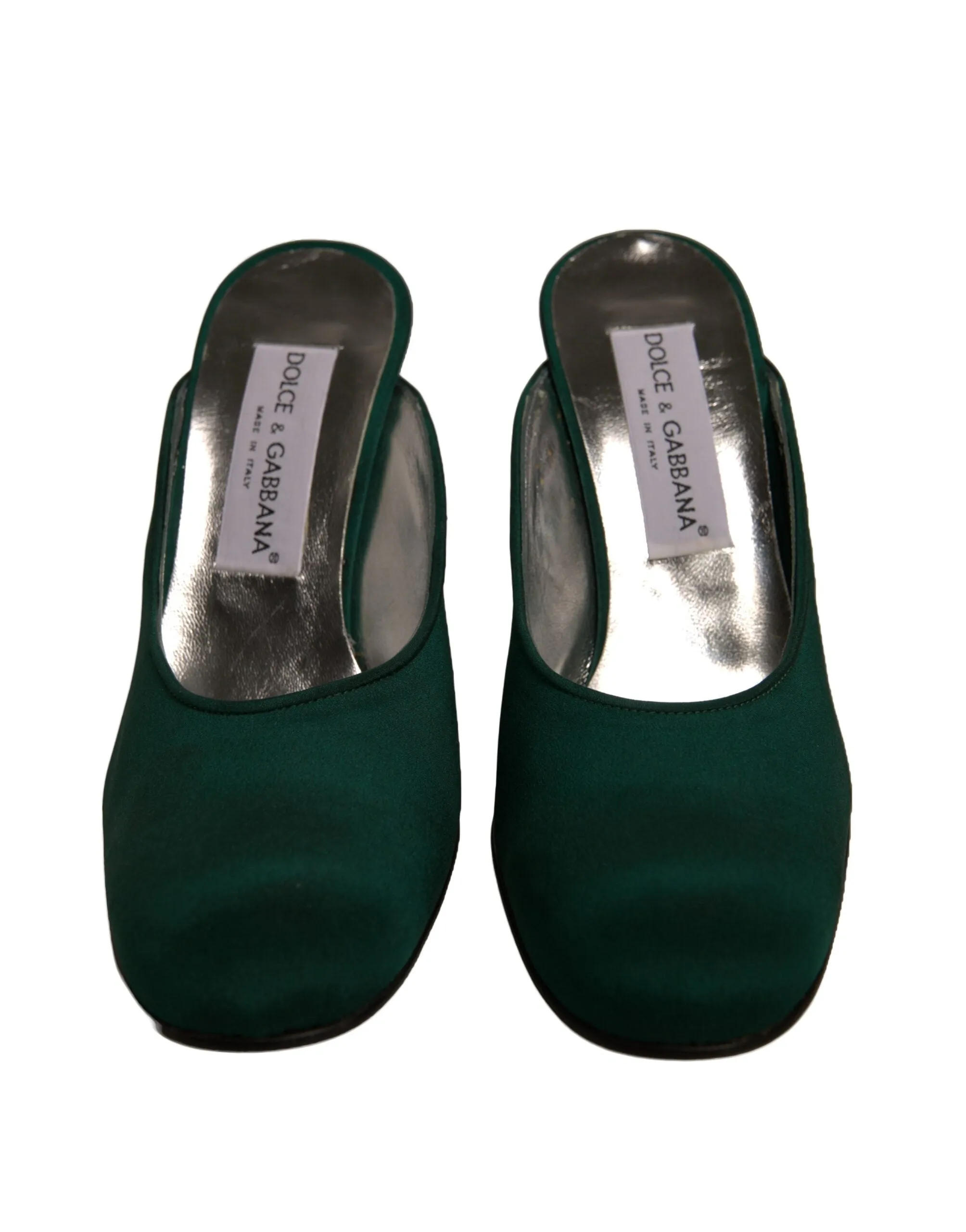Dolce&Gabbana Women Green Sandals Suede Leather Solid Slide Heel Shoes Sz EUR 39