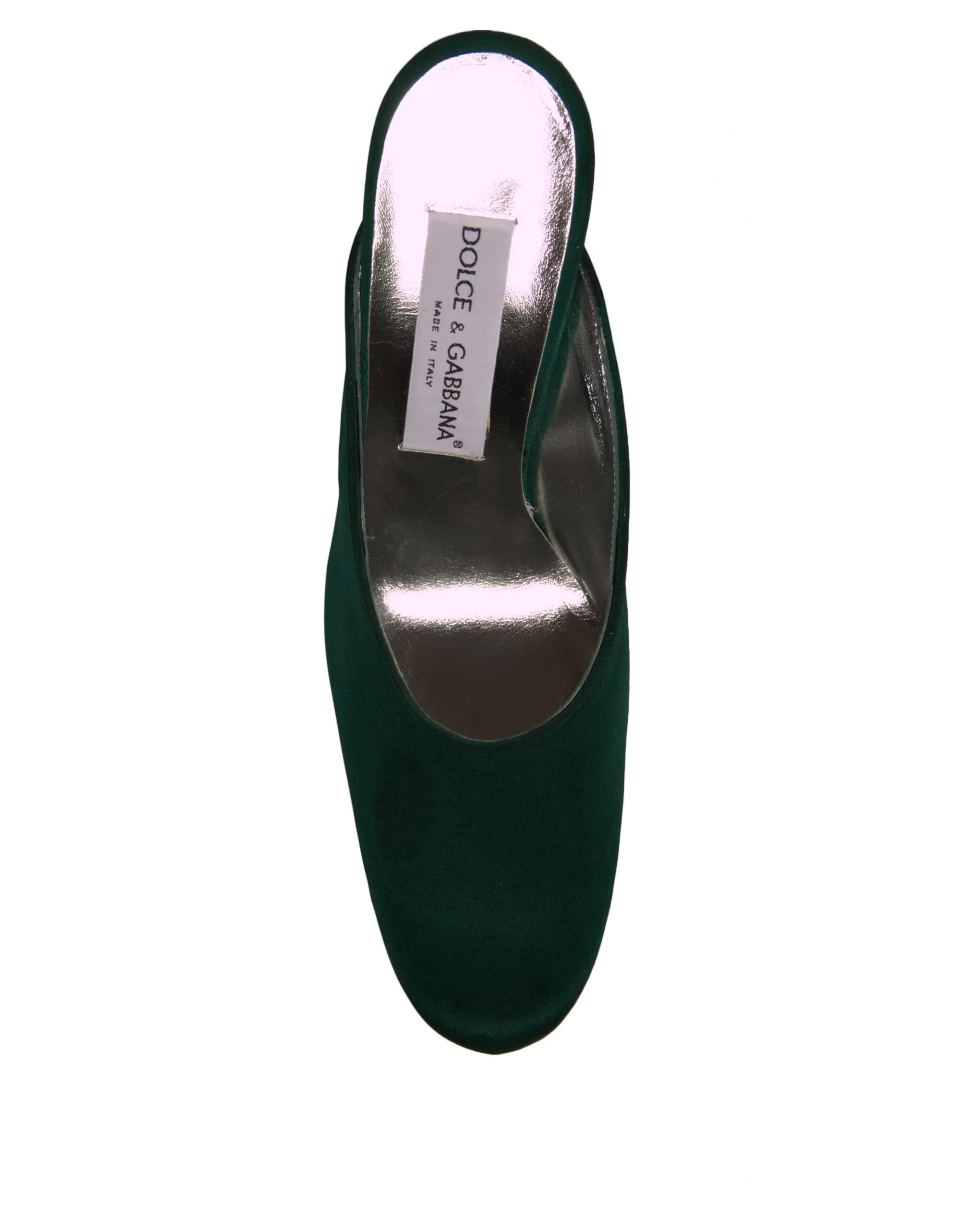 Dolce&Gabbana Women Green Sandals Suede Leather Solid Slide Heel Shoes Sz EUR 39