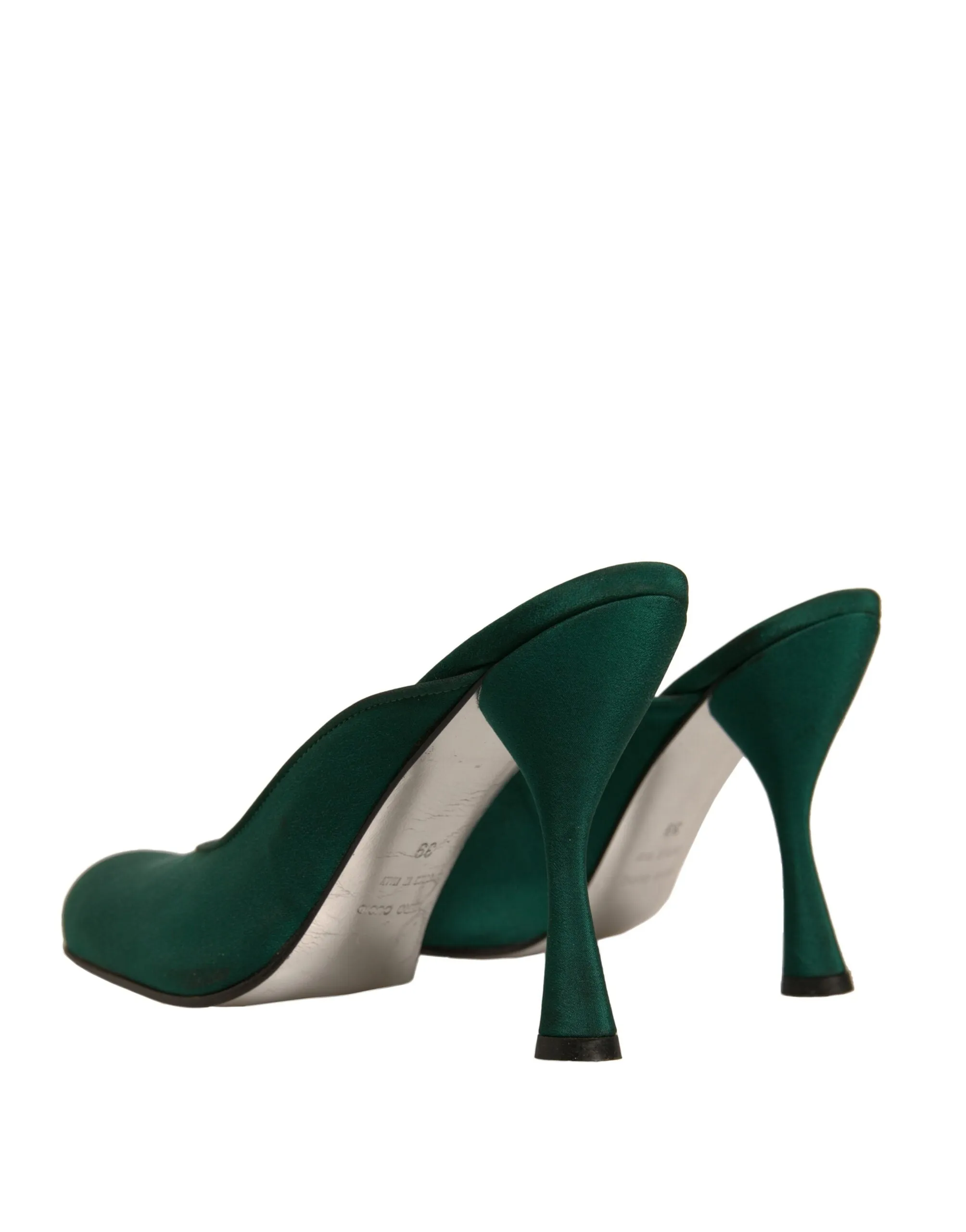 Dolce&Gabbana Women Green Sandals Suede Leather Solid Slide Heel Shoes Sz EUR 39
