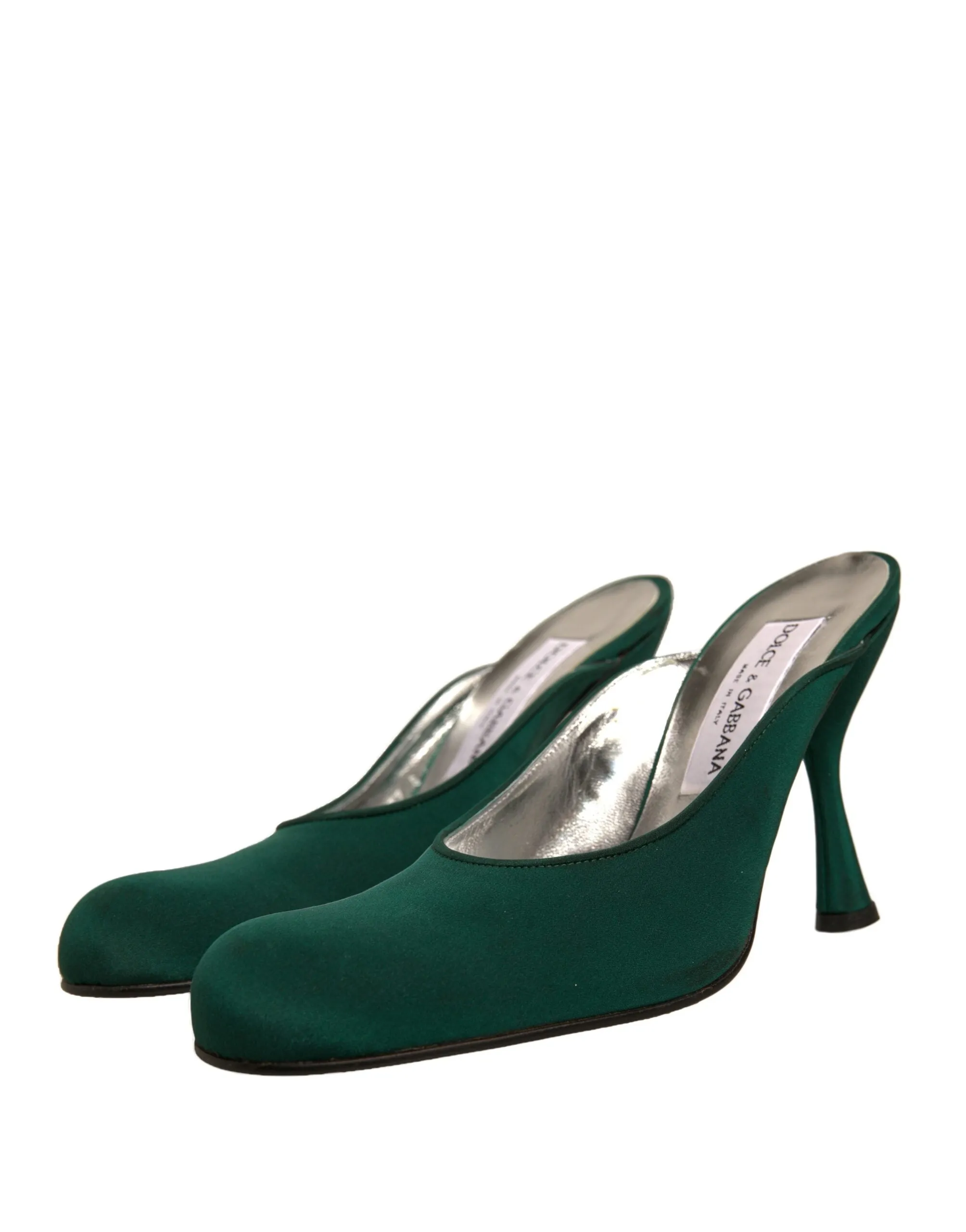 Dolce&Gabbana Women Green Sandals Suede Leather Solid Slide Heel Shoes Sz EUR 39