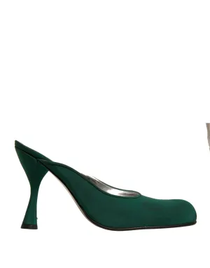 Dolce&Gabbana Women Green Sandals Suede Leather Solid Slide Heel Shoes Sz EUR 39