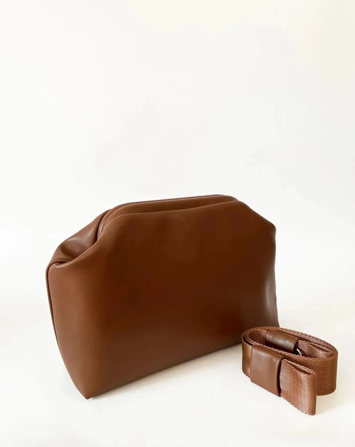 Elegant Brown Faux Leather Handbag - Versatile Design with Removable Handle
