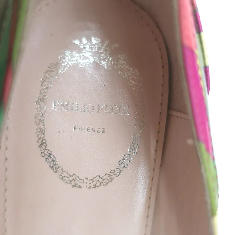Emilio Pucci Printed-Trim Pumps Colorblock Patent Leather Size 37