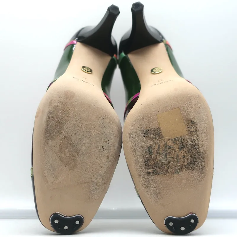 Emilio Pucci Printed-Trim Pumps Colorblock Patent Leather Size 37