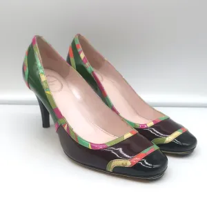 Emilio Pucci Printed-Trim Pumps Colorblock Patent Leather Size 37