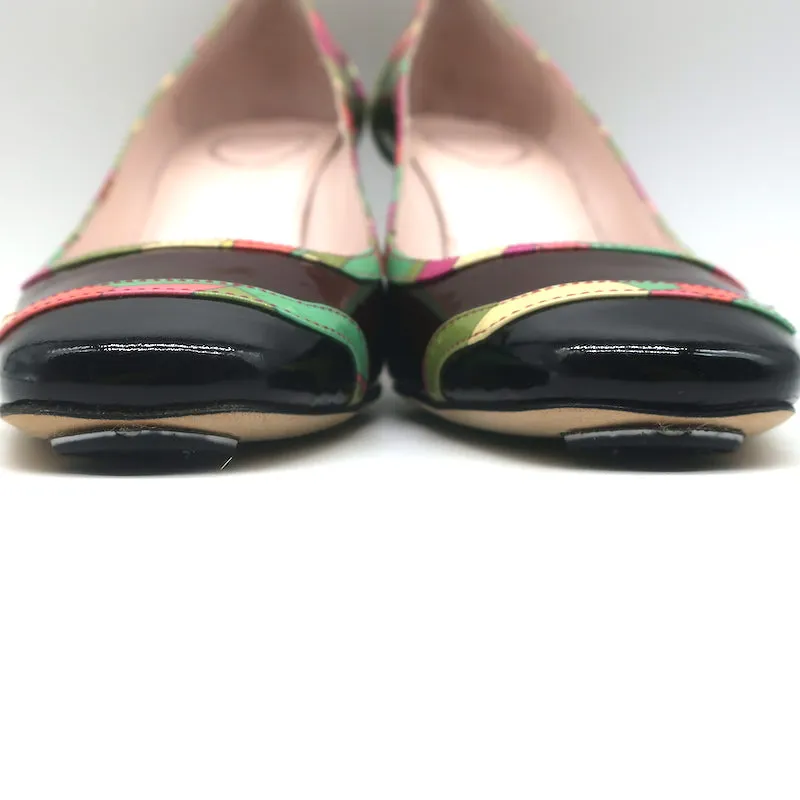 Emilio Pucci Printed-Trim Pumps Colorblock Patent Leather Size 37