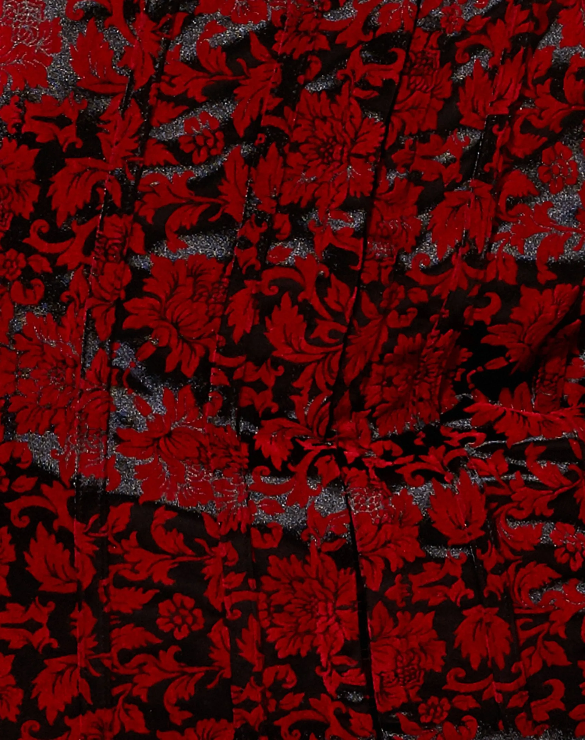 Exily Mini Dress in Brocade Flower Black and Red