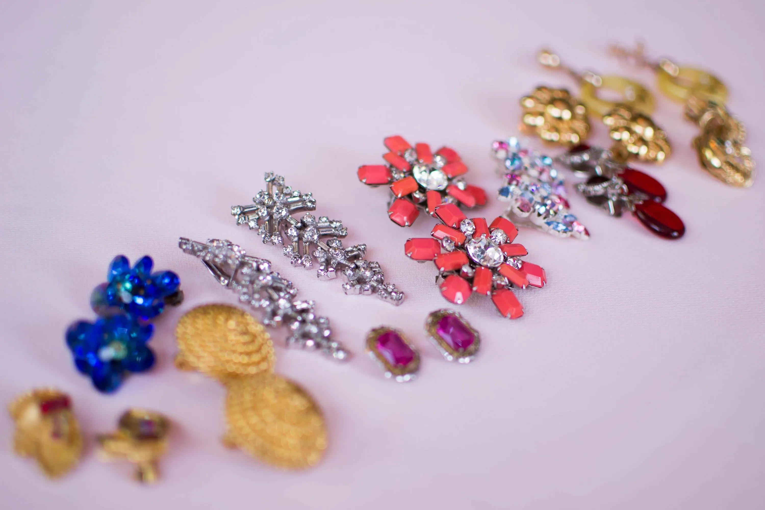 Fabulous 1930s Rhinestone Chandelier Waterfall Dangling Drop Earrings, Clip On