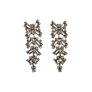 Fabulous 1930s Rhinestone Chandelier Waterfall Dangling Drop Earrings, Clip On